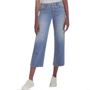 Skinny Girl High Rise Button Front Cropped Wide Leg Denim Stretch Jeans 31/12